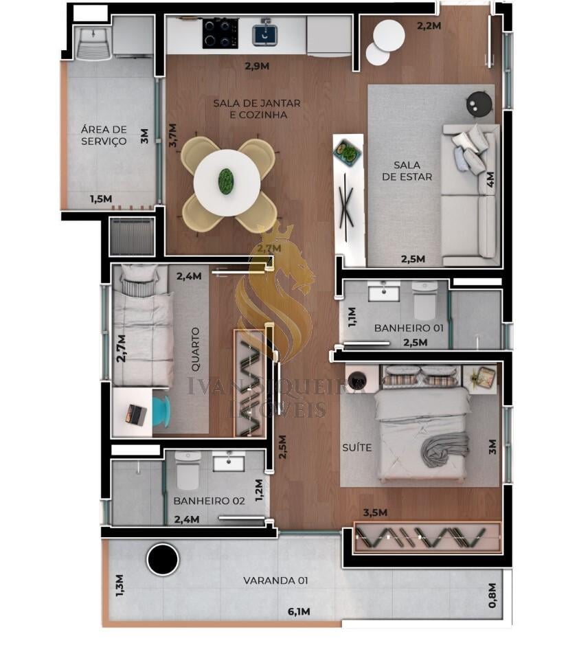 Planta 03 - 2 dorm 63 75m