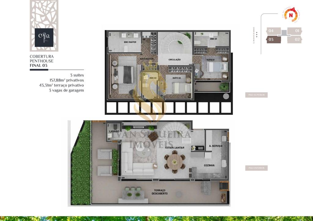 Planta 08 - 3 dorm 157 88m - cobertura duplex