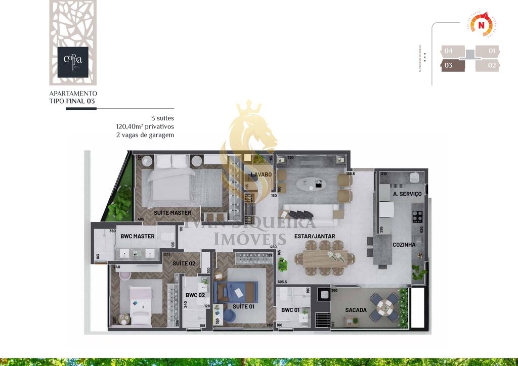 Planta 04 - 3 dorm 120 40m