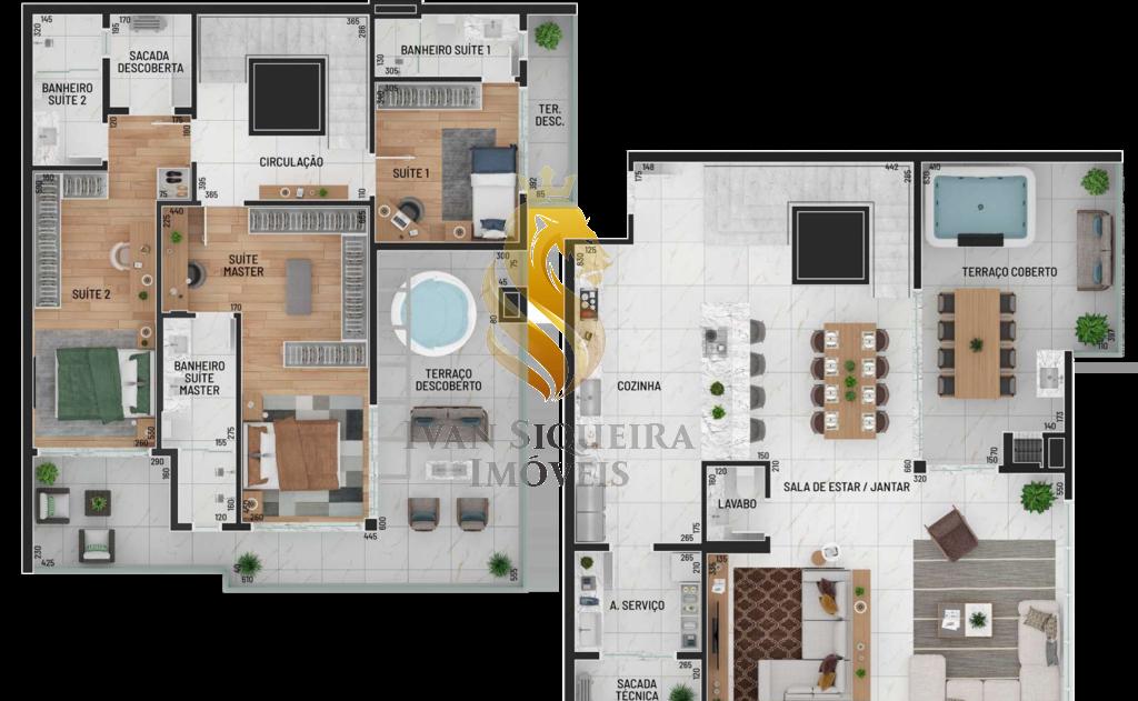 Planta 21 - 3 dorm 229 80m - cobertura duplex