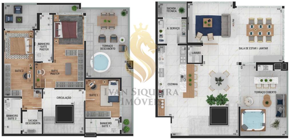 Planta 22 - 3 dorm 233 66m - cobertura duplex