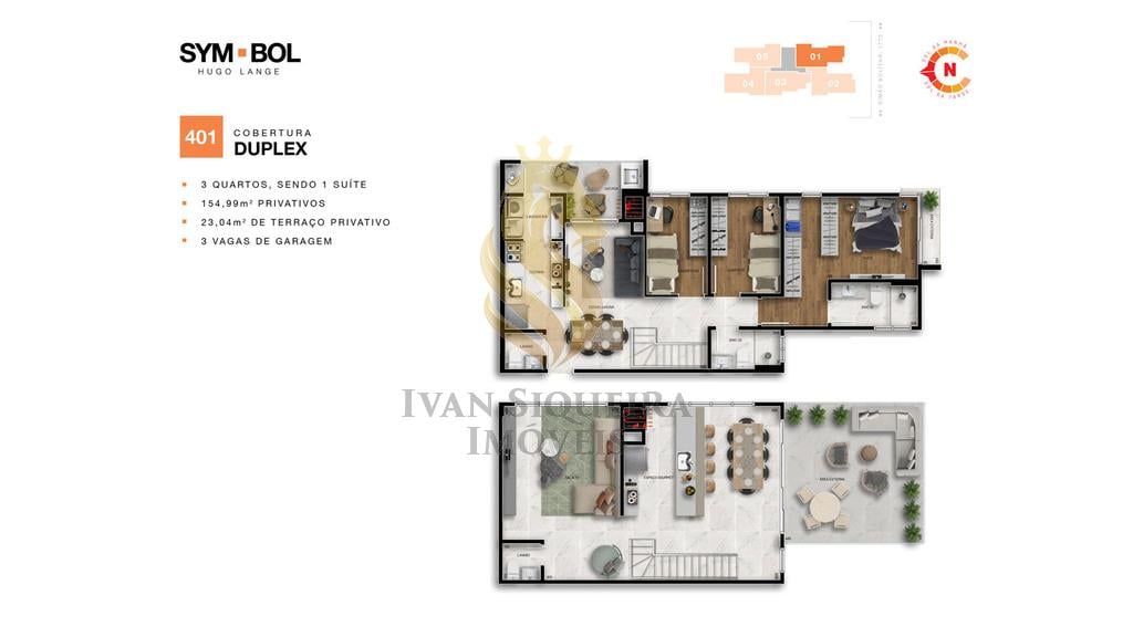 Planta 17 - 3 dorm 154 99m - cobertura duplex