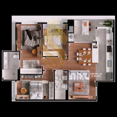 Planta 04 - 3 dorm 88 53m