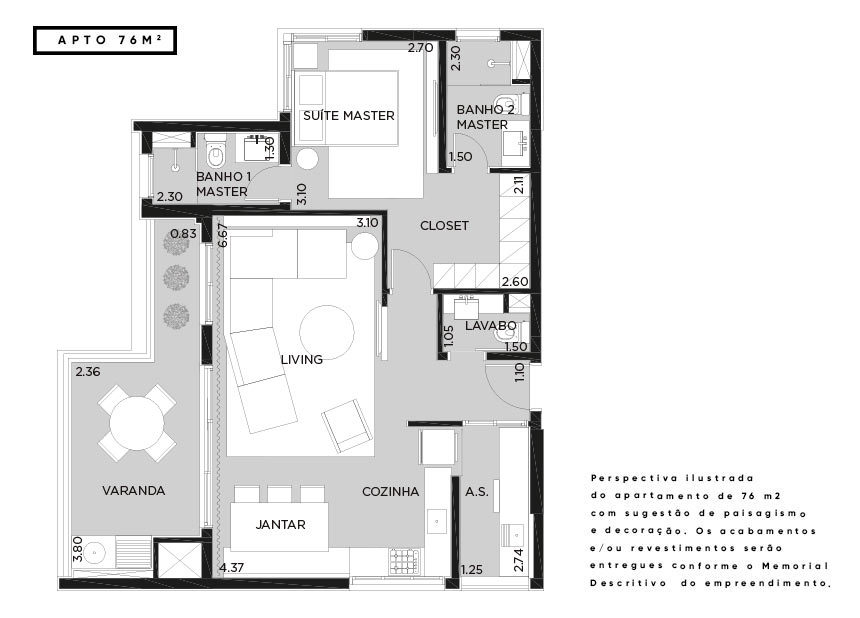 Planta 03 - 1 dorm 76m - opo