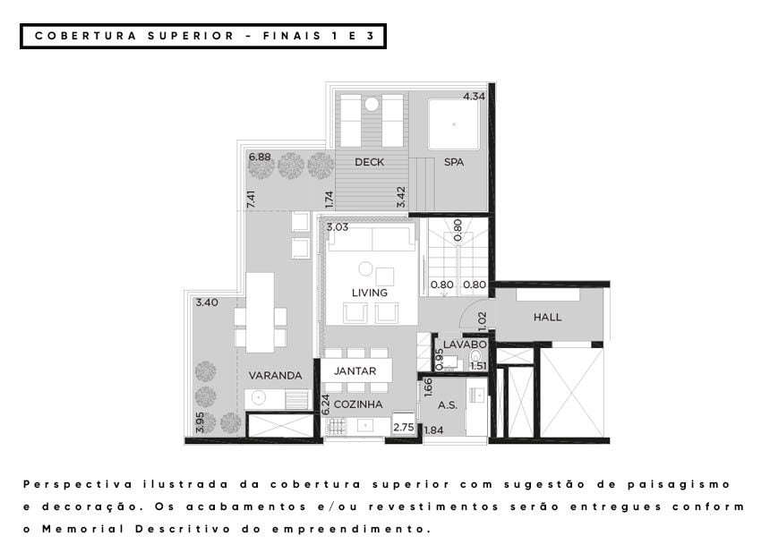 Planta 04 - 3 dorm 150m  - cobertura superior 