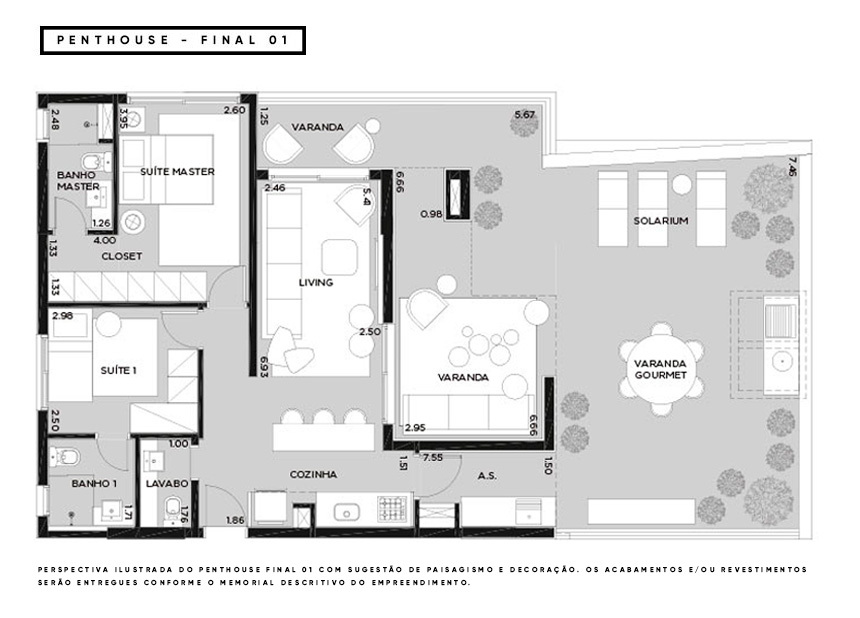 Planta 06 -  2 dorm 130m - penthouse