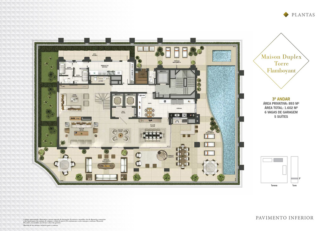 Planta 25 - 5 dorm 893m - garden duplex pav.inferior - torre flamboyant