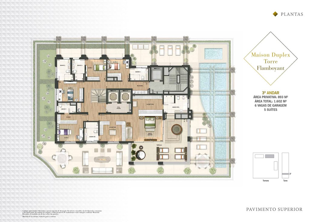 Planta 26 - 5 dorm 893m - garden duplex pav.superior - torre flamboyant