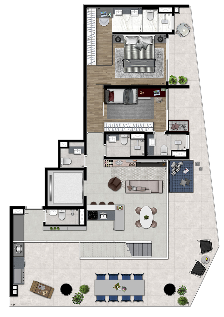 Planta 26 - 2 dorm 261m - pav inferior cobertura