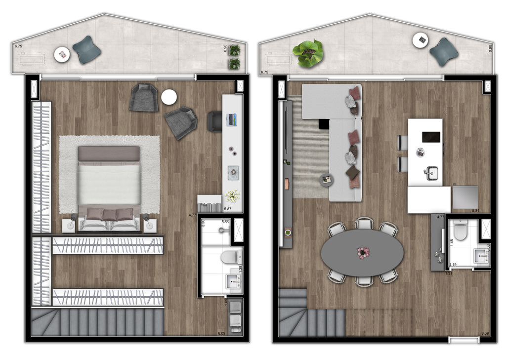 Planta 19 - 113m -1 dorm - duplex