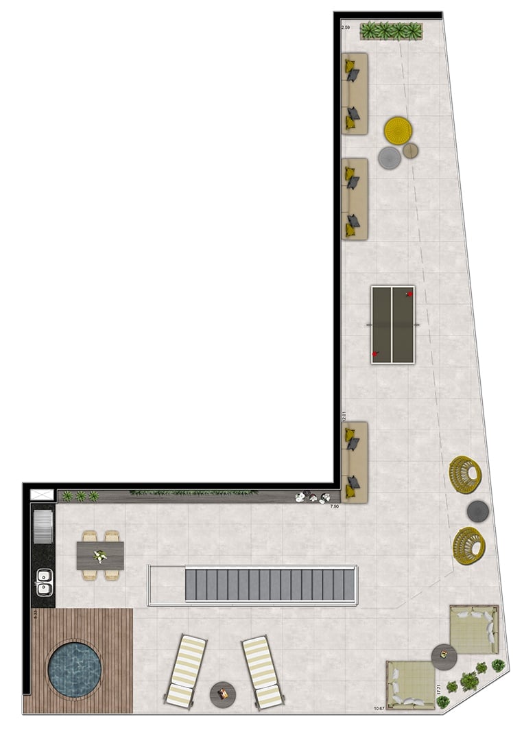 Planta 27 - 2 dorm 261m - pav superior cobertura