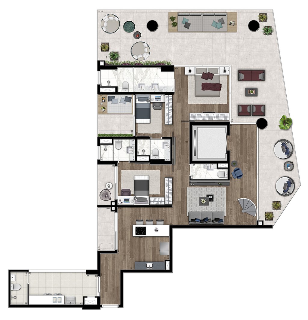 Planta 28 - 3 dorm 277m - pav inferior cobertura