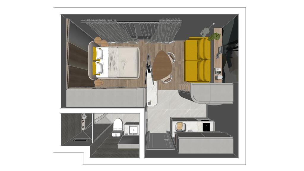 Planta 04 - 1 dorm 33,20m - studio