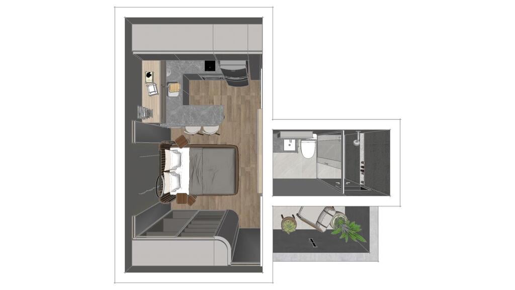 Planta 03 - 1 dorm 32,46m - studio