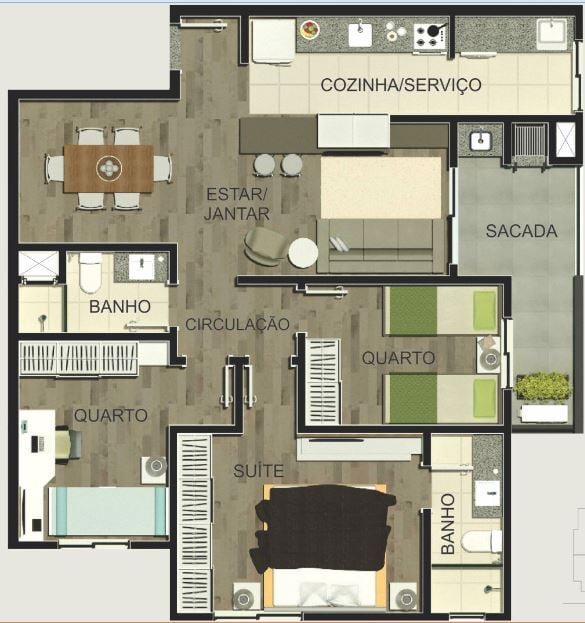 Planta 03 -3 dorm 87 18m