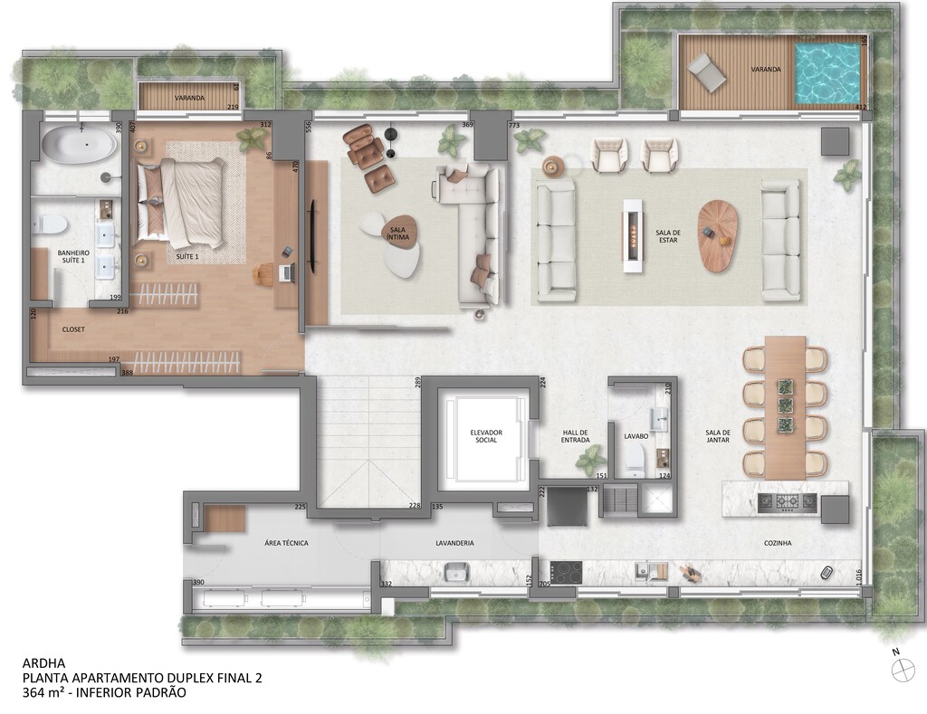 Planta 03 - 4 dorm 364m - duplex - inferior