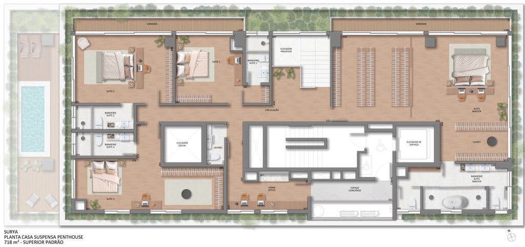 Planta 12 - 4 dorm 718m - cobertura duplex - superior