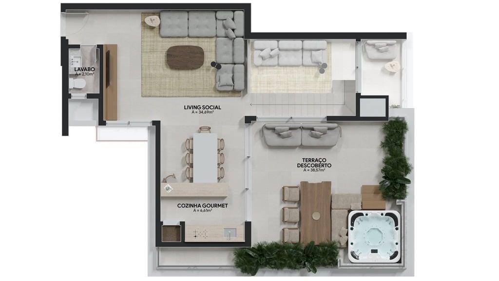 Planta 07 - 3 dorm 207,44m - cobertura duplex - superior