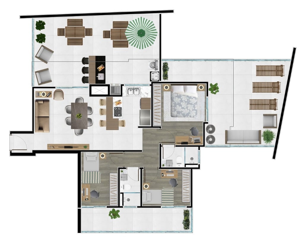 Planta 06 - 3 dorm 126,63m - garden