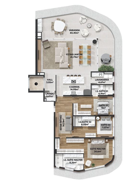 Planta 03 - 3 dorm 208m