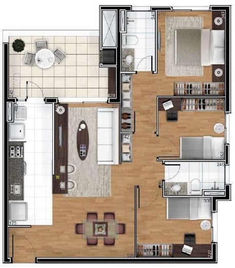 Planta 04 - 3 dorm 86 78m