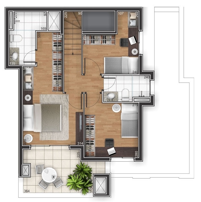 Planta 07 - 3 dorm 108 55m - cobertura superior