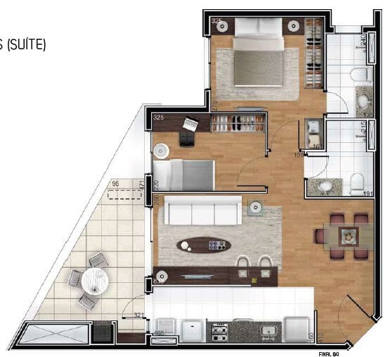 Planta 01 - 2 dorm 71 46m