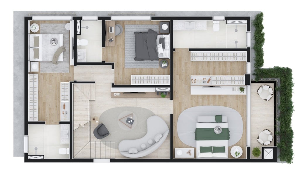 Planta 25 - 3 dorm 284m - cobertura duplex - inferior