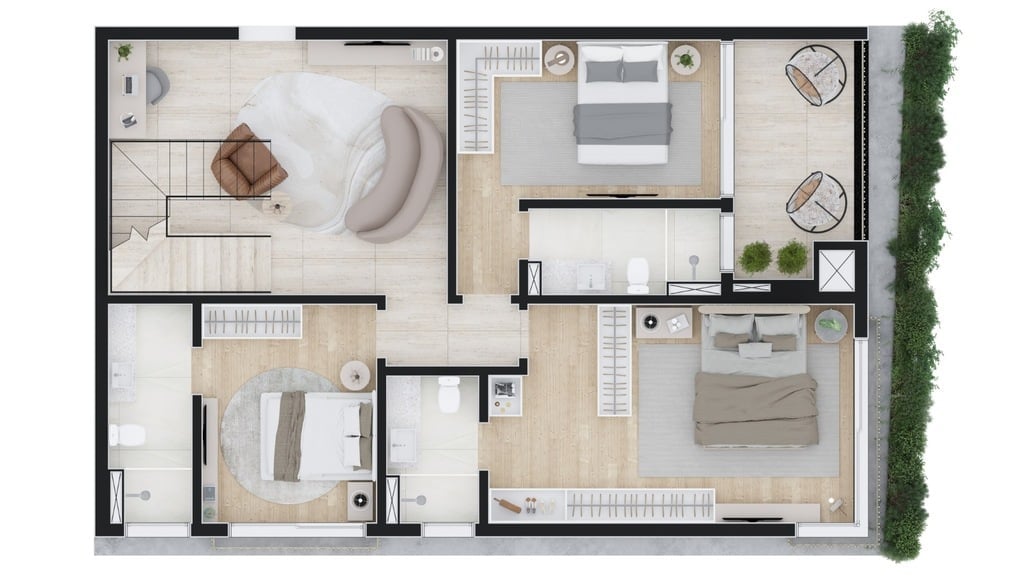 Planta 19 - 3 dorm 242m - cobertura duplex - inferior