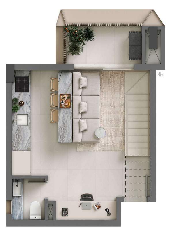 Planta 13 - 1 dorm 58m - duplex - inferior