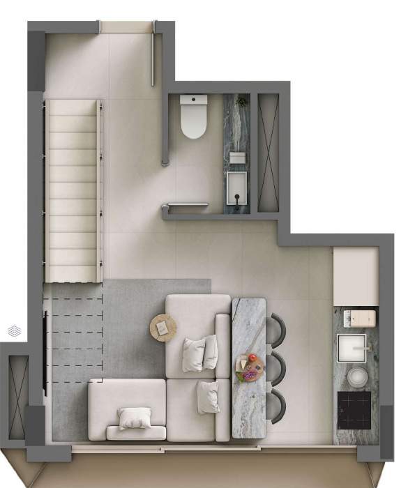 Planta 19 - 1 dorm 68m - duplex - inferior