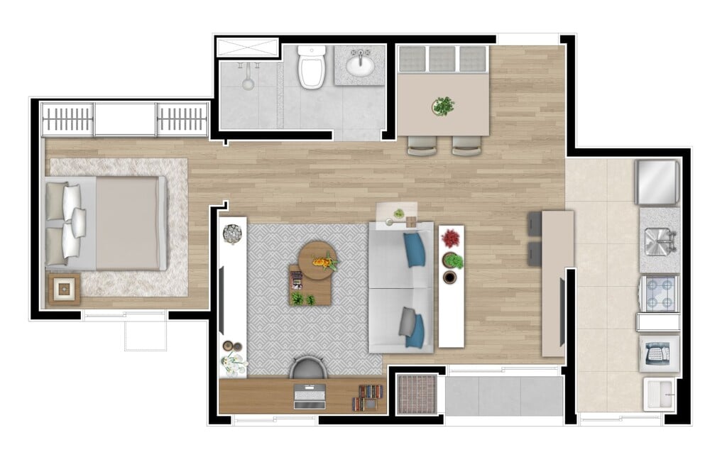 Planta 02 - 1 dorm 44 03m - opo