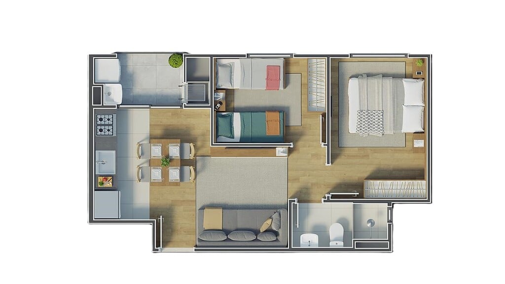 Planta 01 - 2 dorm 42,08m