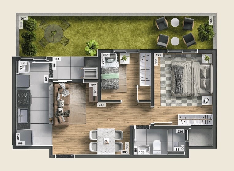 Planta 11 - 2 dorm 59,58m - garden