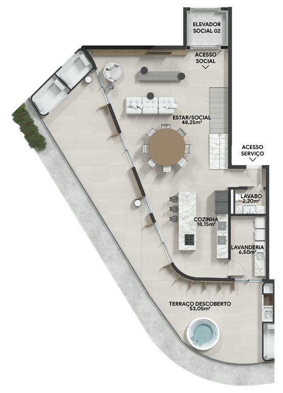 Planta 16 - 3 dorm 246m - cobertura duplex - inferior