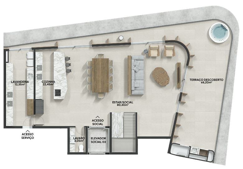 Planta 28 - 3 dorm 312m - cobertura duplex - inferior