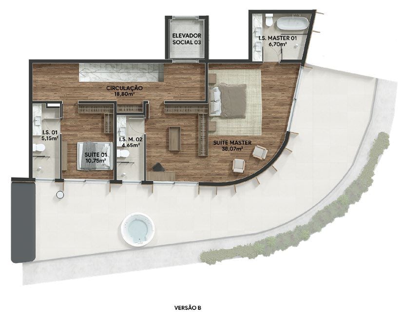 Planta 24 - 2 dorm 270m - cobertura duplex - superior - opo