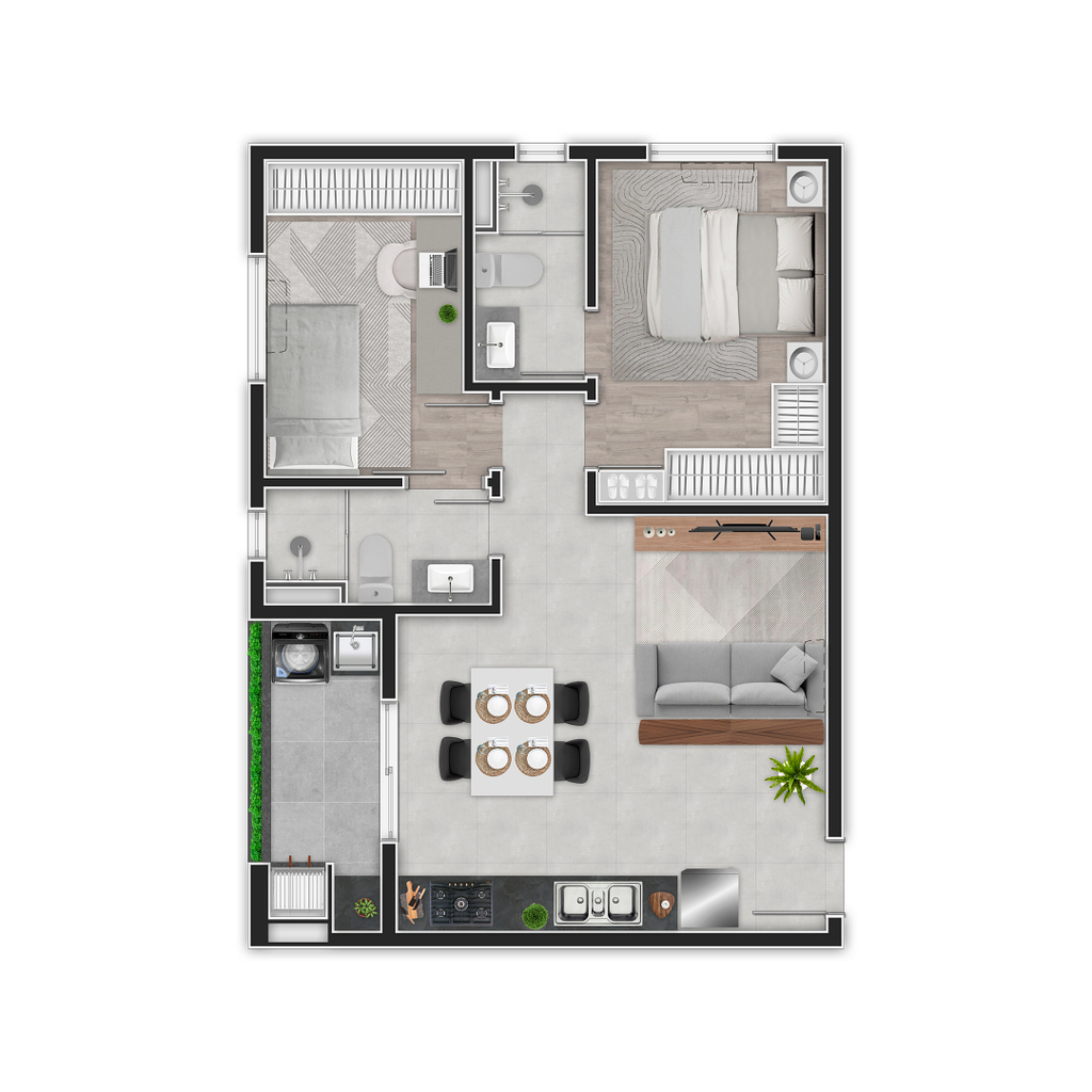 Planta 04 - 2 dorm 56m