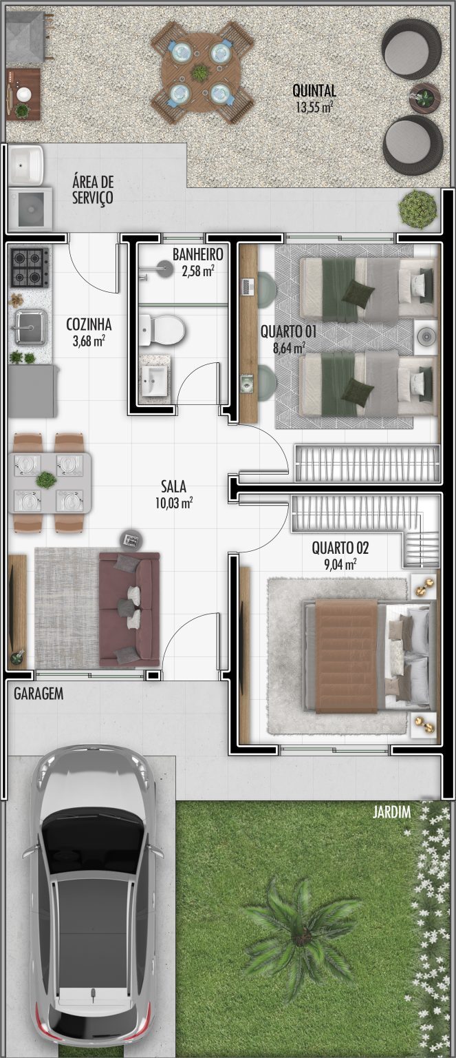 Planta 02 - 2 dorm 47,52m