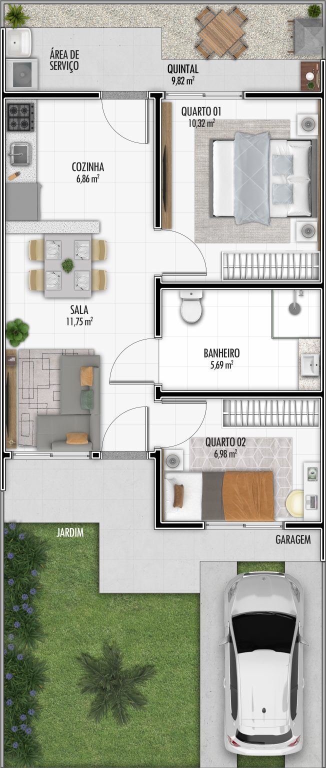 Planta 04 - 2 dorm 51,42m