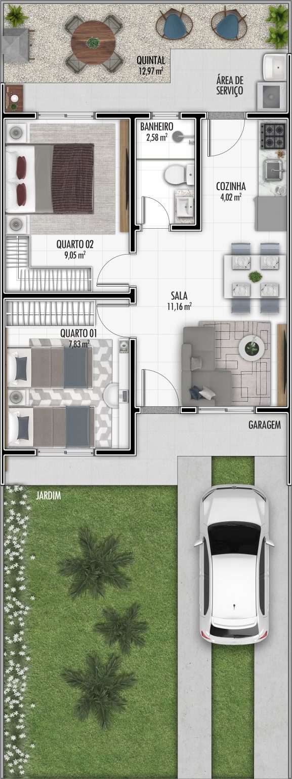 Planta 03 - 2 dorm 47,61m