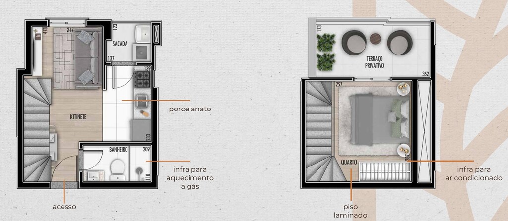 Planta 01 - 1 dorm 33,67m - cobertura duplex