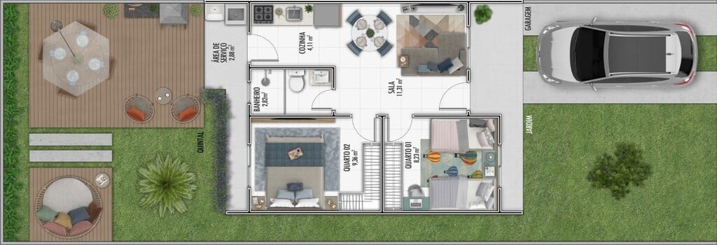 Planta 01 - 2 dorm 51,12m