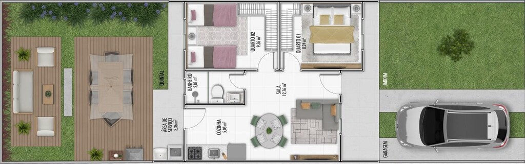 Planta 03 - 2 dorm 54,67m