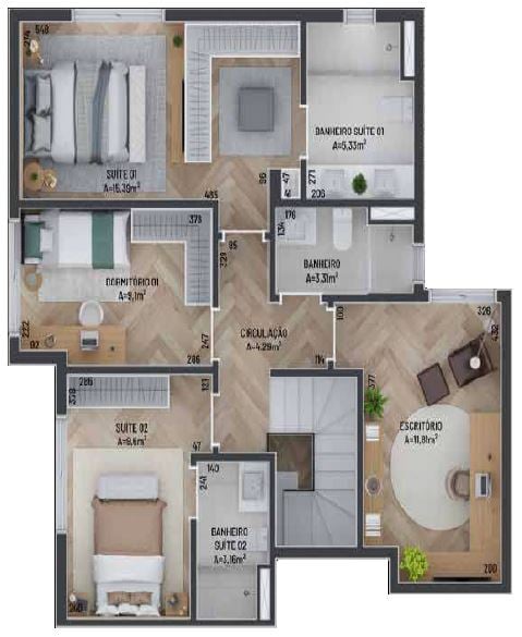 Planta 03 - 4 dorm 204 79m - cobertura duplex superior