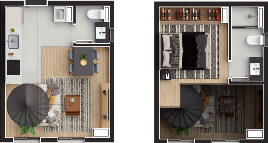 Planta 03 - 1 dorm 45 05m - loft