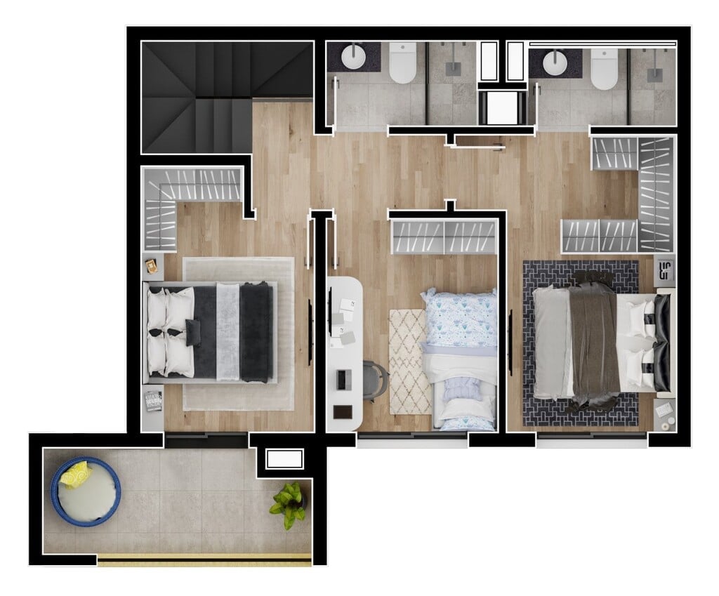 Planta 10 - 3 dorm 116 96m - cobertura duplex - superior