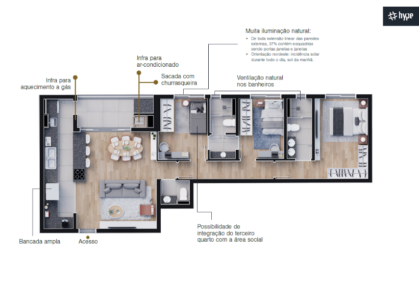 Planta 04 - 3 dorm 93,45m