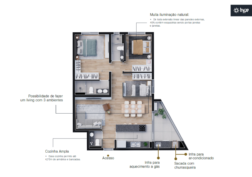 Planta 01 - 3 dorm 89,14m