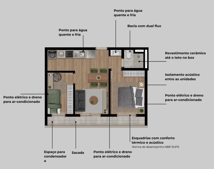 Planta 03 - 2 dorm 39,49m